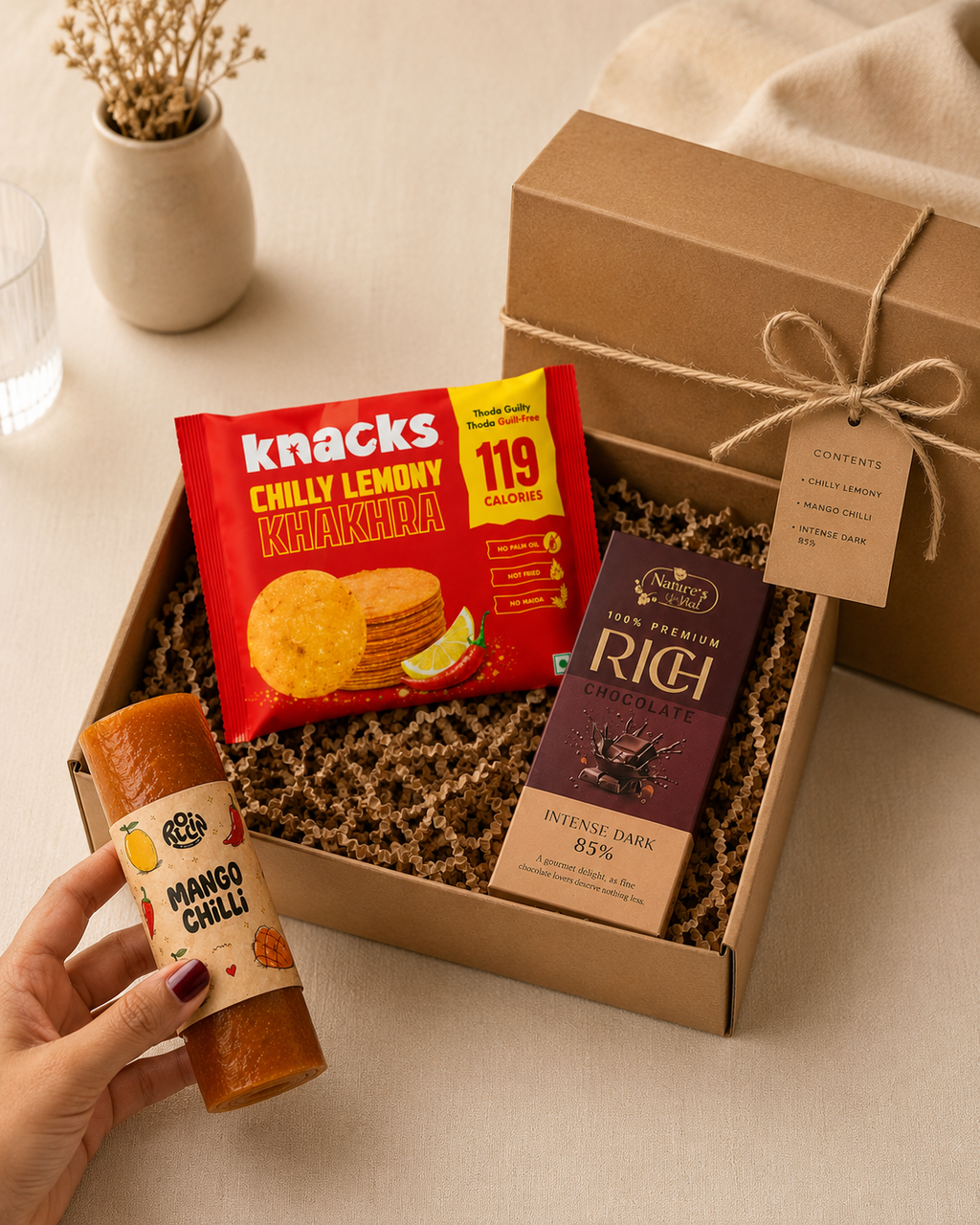Sweet Little Things luxury gift hamper by Pitara Studio — 3 pieces from independent Indian makers in Eco Kraft Box