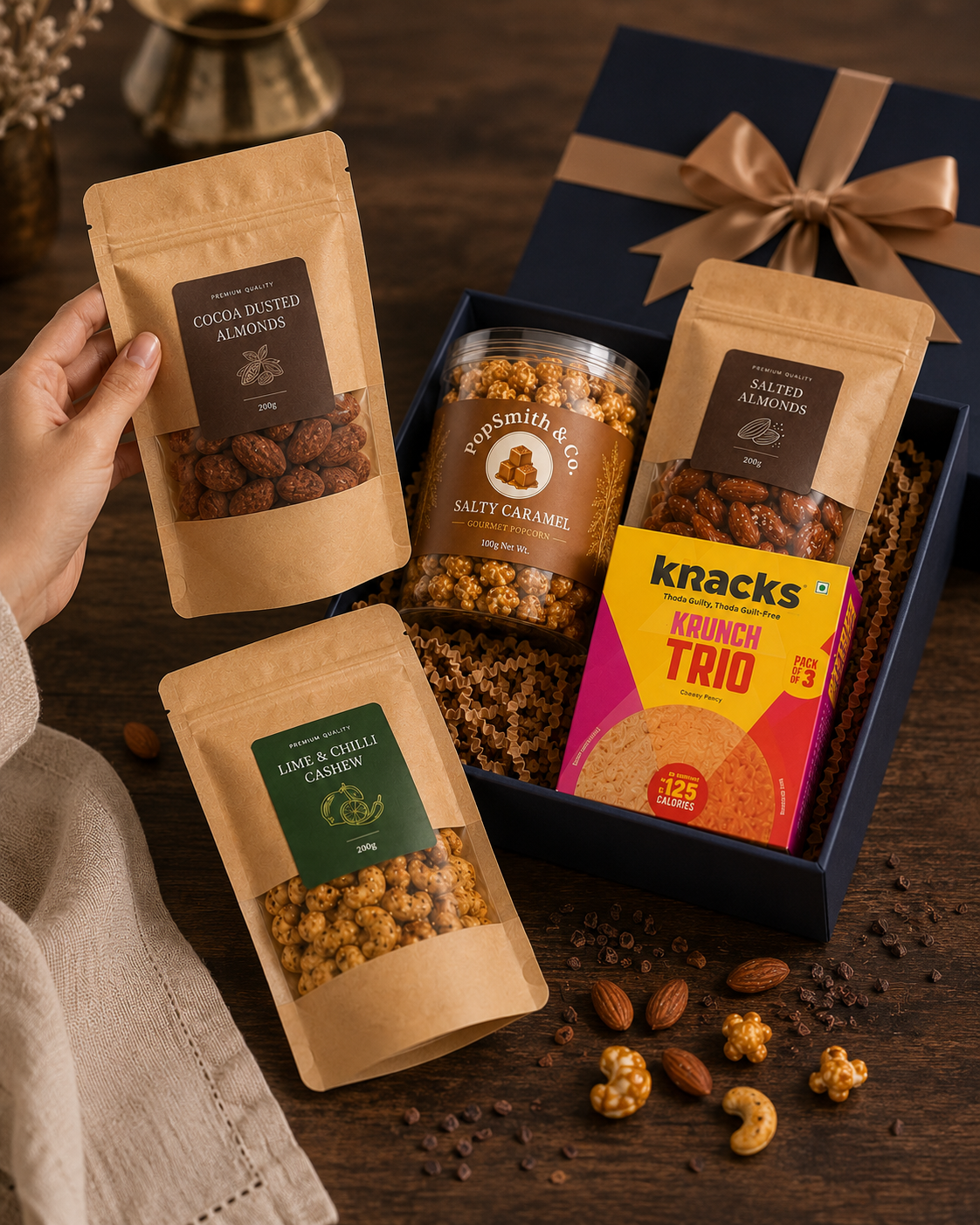 The Crunch Collection luxury gift hamper by Pitara Studio — 5 pieces from independent Indian makers in Signature Box