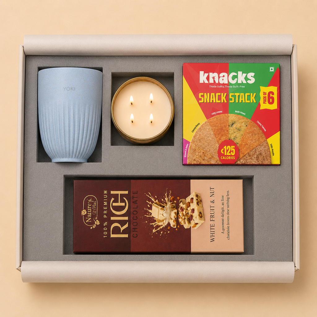 The Evening Ritual luxury gift hamper by Pitara Studio — 4 pieces from independent Indian makers in Signature Box with Foam Insert
