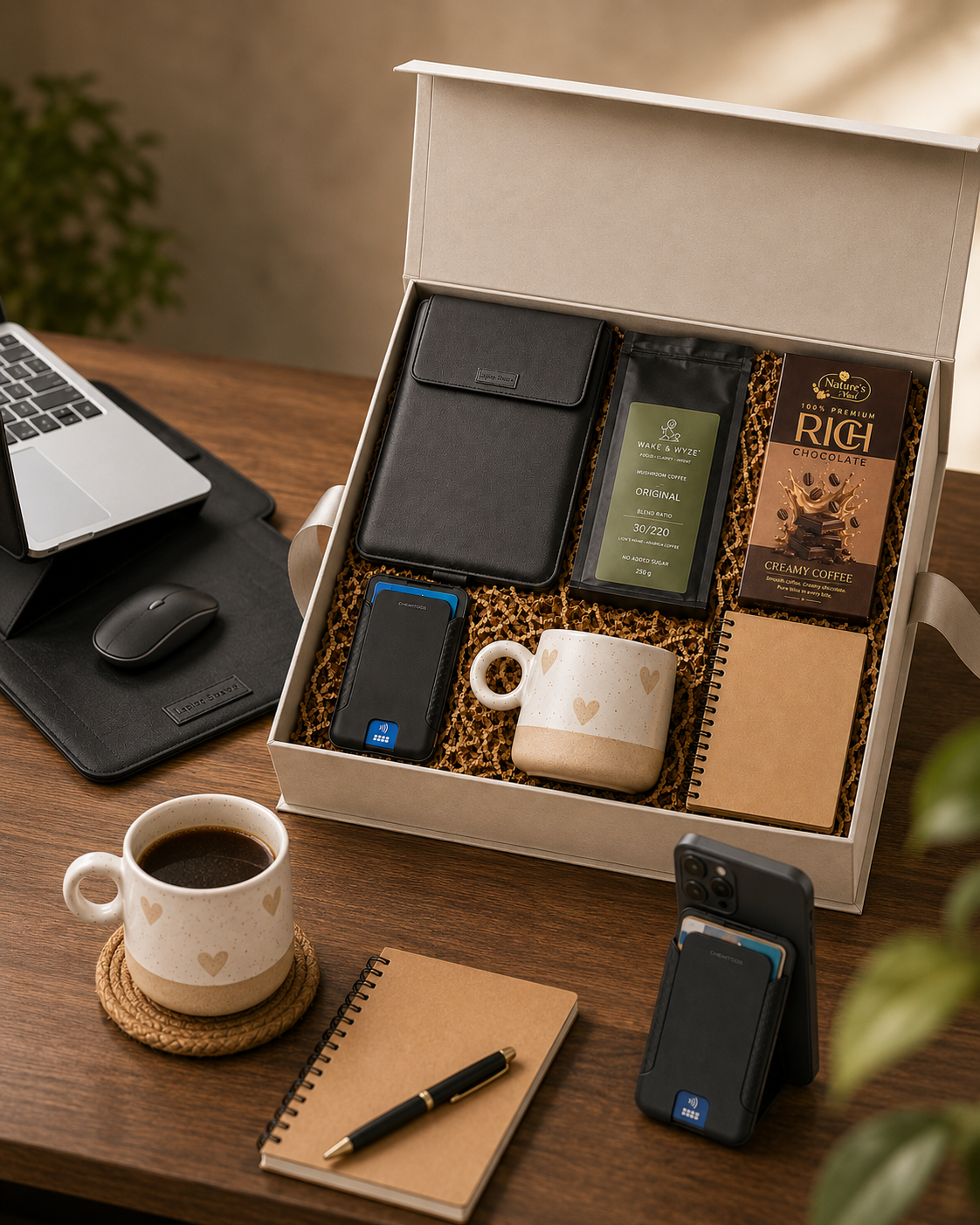 The Executive Desk luxury gift hamper by Pitara Studio — 6 pieces from independent Indian makers in The Pitara Trunk