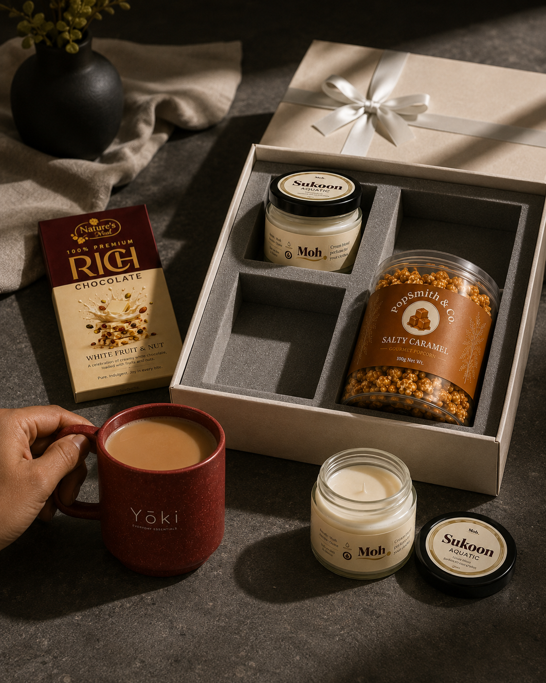 The Executive Mug luxury gift hamper by Pitara Studio — 4 pieces from independent Indian makers in Signature Box with Foam Insert