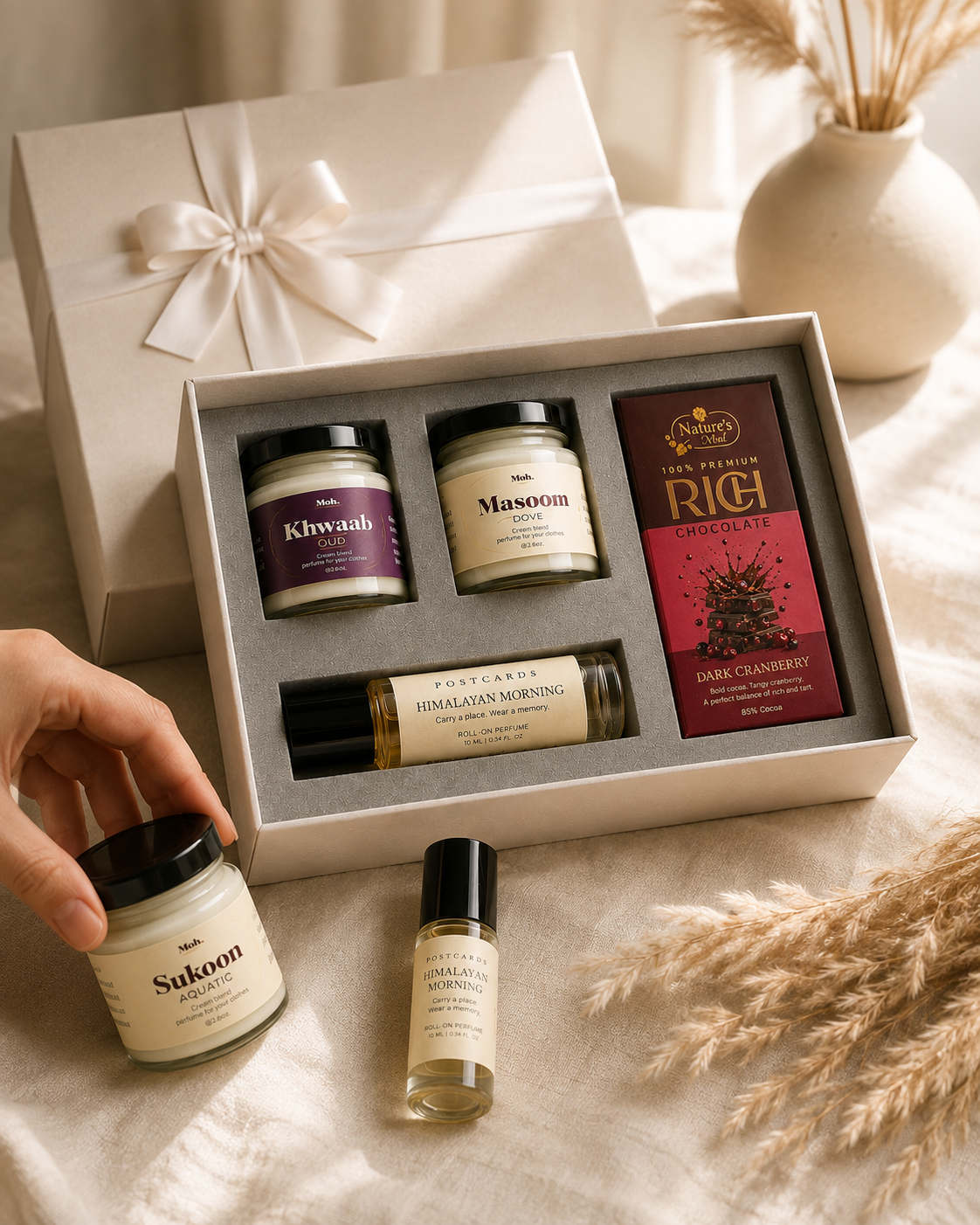 The Fragrance Edit luxury gift hamper by Pitara Studio — 5 pieces from independent Indian makers in Signature Box with Foam Insert