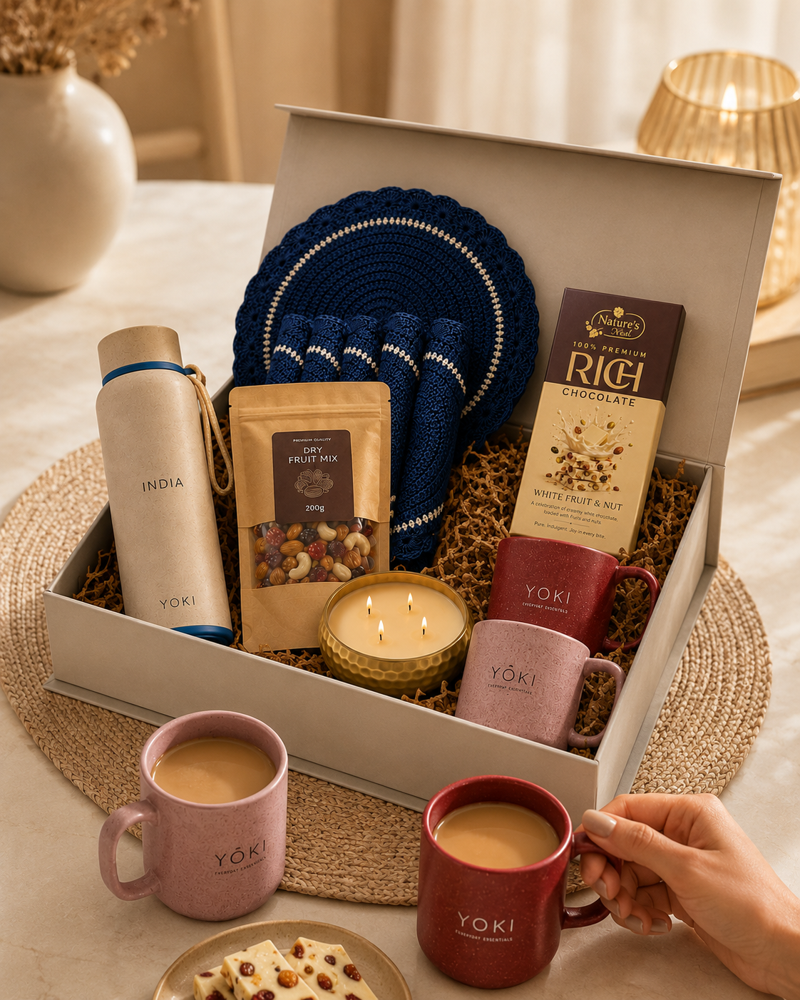 The Host Gift luxury gift hamper by Pitara Studio — 6 pieces from independent Indian makers in Magnetic Gift Box