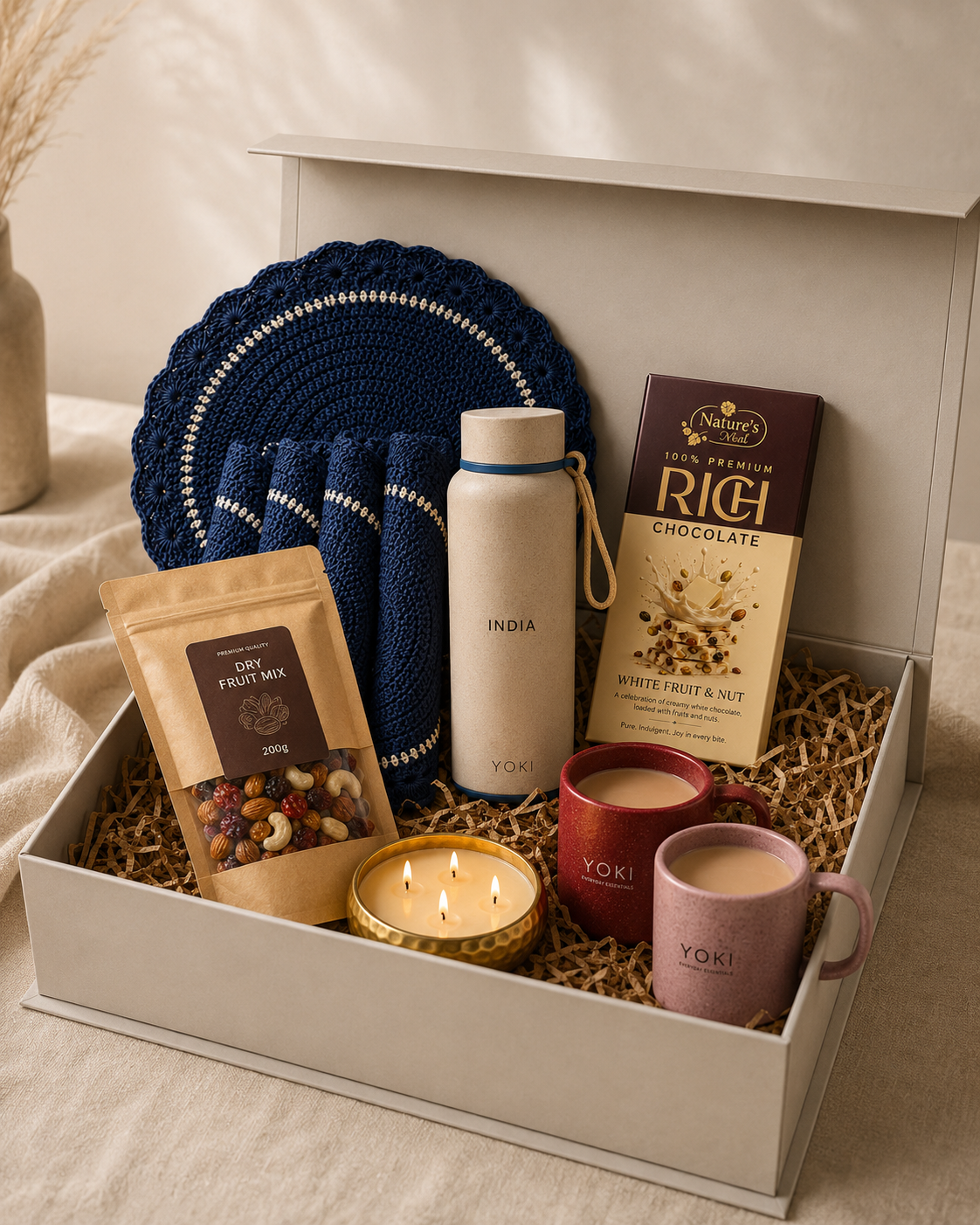 The Host Gift luxury gift hamper by Pitara Studio — 6 pieces from independent Indian makers in Magnetic Gift Box