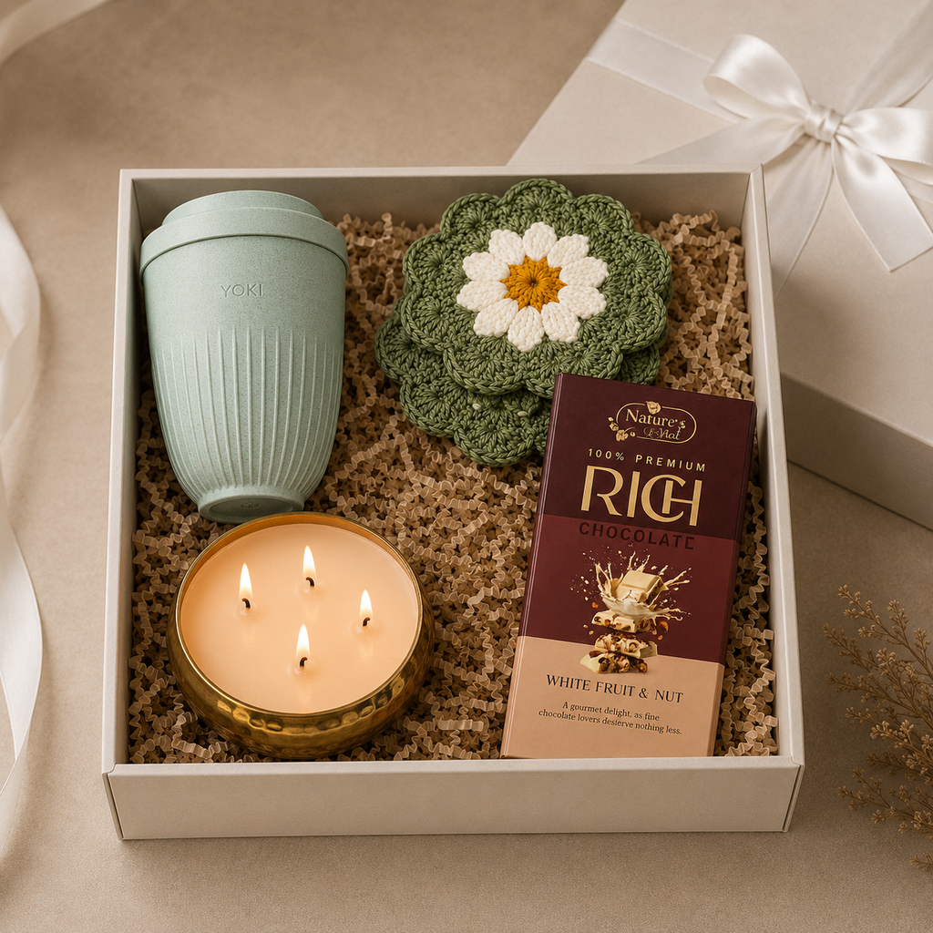 The Modern Host luxury gift hamper by Pitara Studio — 4 pieces from independent Indian makers in Signature Box with Foam Insert