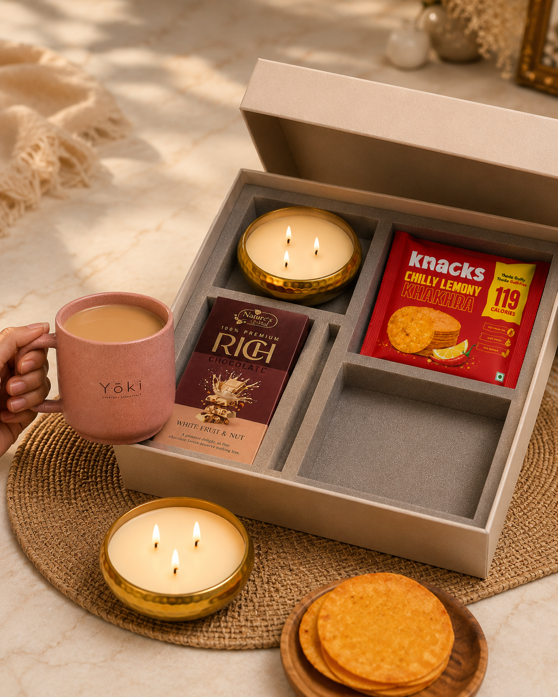 The Premium Cup luxury gift hamper by Pitara Studio — 4 pieces from independent Indian makers in Signature Box with Foam Insert