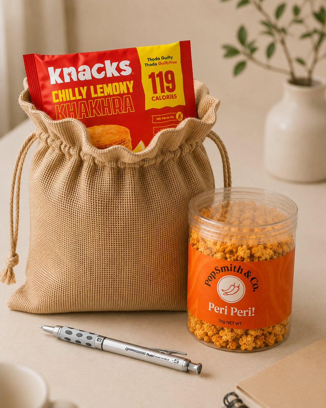 Tiny Treat luxury gift hamper by Pitara Studio — 3 pieces from independent Indian makers in Jute Potli