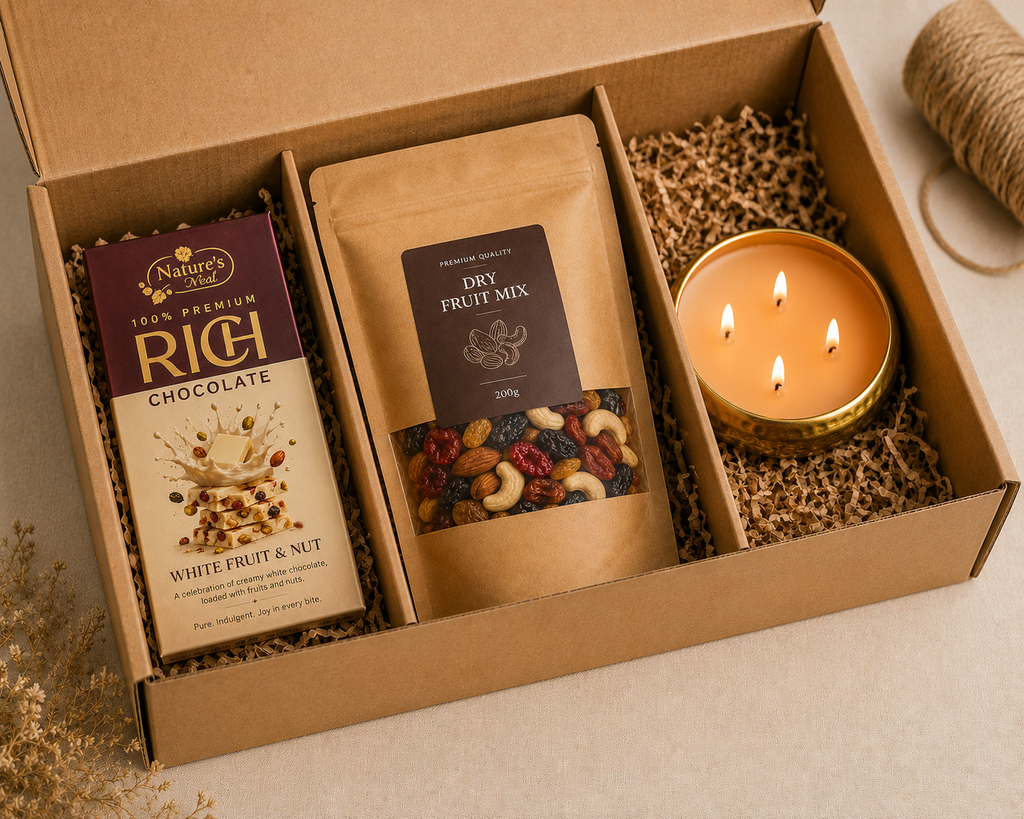 Utsav luxury gift hamper by Pitara Studio — 3 pieces from independent Indian makers in Eco Kraft Box