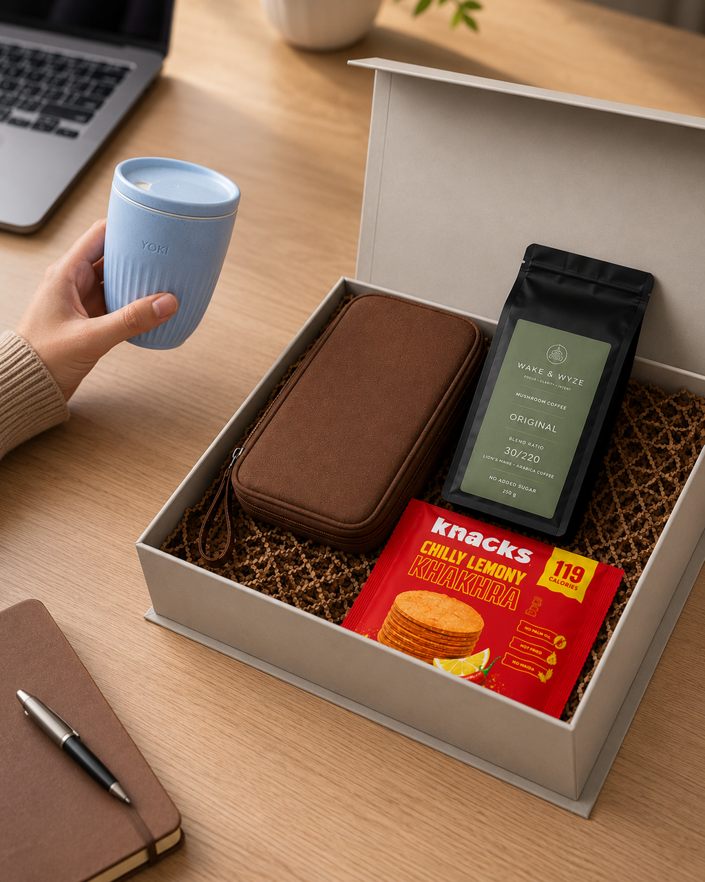 Workday Upgrade luxury gift hamper by Pitara Studio — 4 pieces from independent Indian makers in Magnetic Gift Box